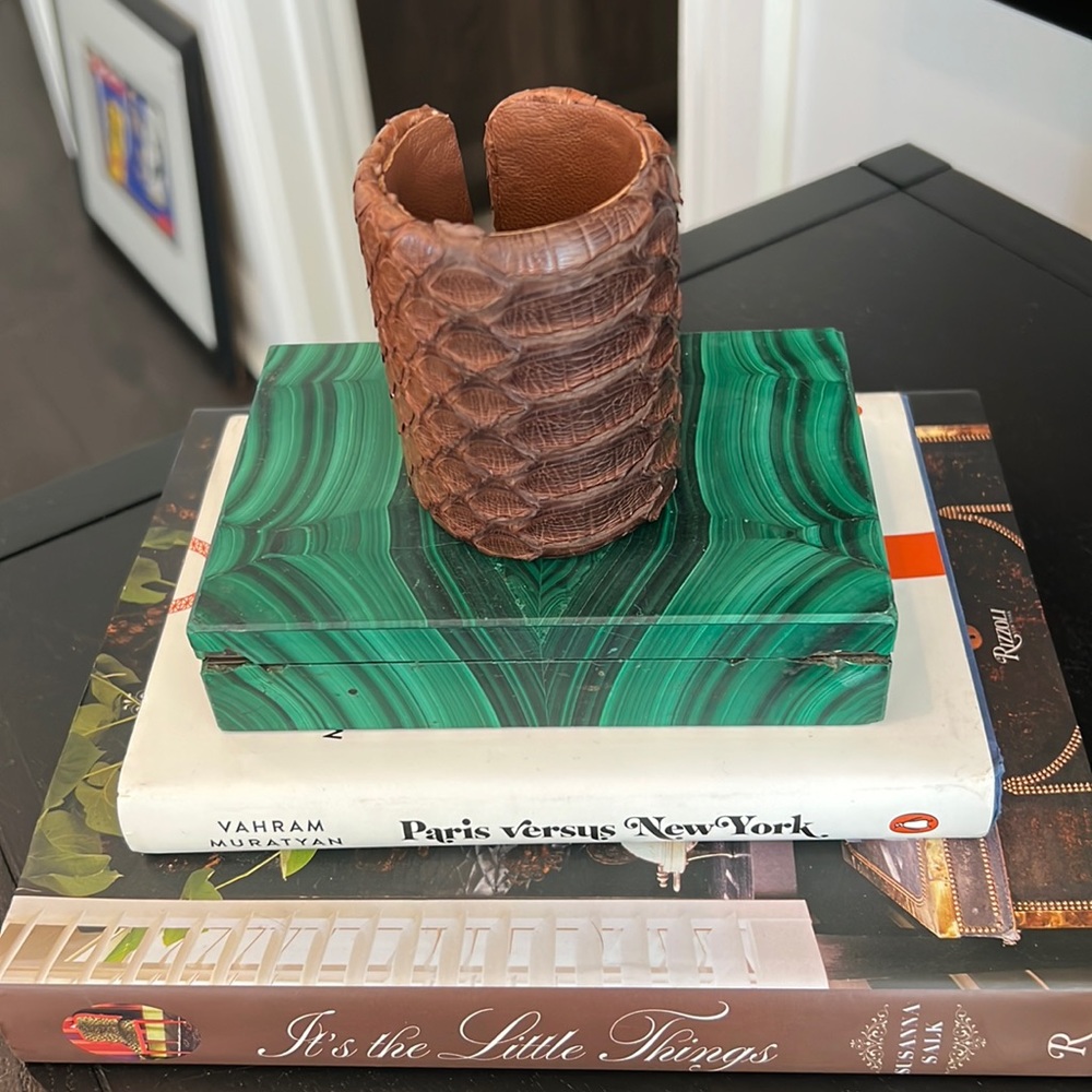 Chocolate, Brown, Wide, Python Cuff Bracelet - image 1